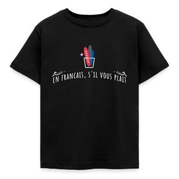 Französischlehrer En Francais S'Il Vous Zopf - Kinder T-Shirt - Schwarz - Vorne - AI Model Kid Female (0cm)