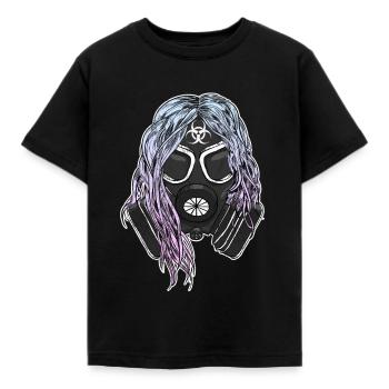 Grunge Nuclear Radioactive Plague Gas Mask - Kinder T-Shirt - Schwarz - Vorne - AI Model Kid Female (0cm)