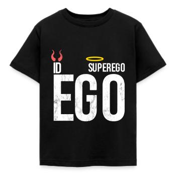Id, Ego, Über-Ich, Lustige Psychologie Sozialwissenschaft - Kinder T-Shirt - Schwarz - Vorne - AI Model Kid Female (0cm)