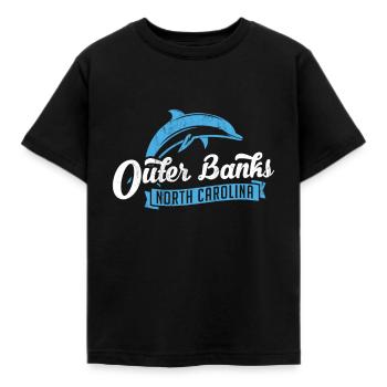Outer Banks Dolphin, Outer Banks Beach Tee, Nc Tee - Kids' T-Shirt - black - Front - AI Model Kid Female (0cm)