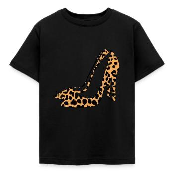 Chaussure à imprimé animal léopard Escarpin talon aiguille - T-shirt Enfant - noir - Devant - AI Model Kid Female (0cm)