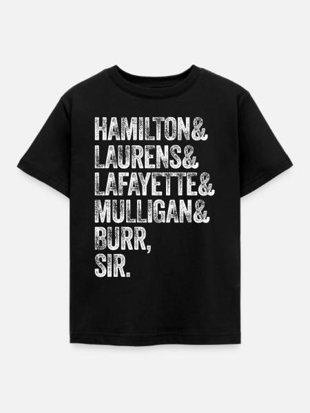 Laurens Lafayette Mulligan Hamilton Grat - Kinder T-Shirt - Schwarz