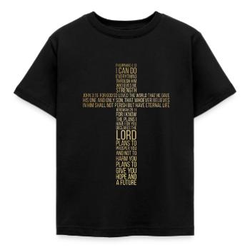 Christian Religious Cross Of Inspiration - Kids' T-Shirt - black - Front - AI Model Kid Female (0cm)
