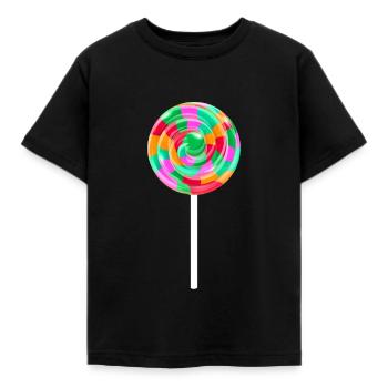 Lollipop Stick Swirl Sweet Candy Tee - Kinder T-Shirt - Schwarz - Vorne - AI Model Kid Female (0cm)