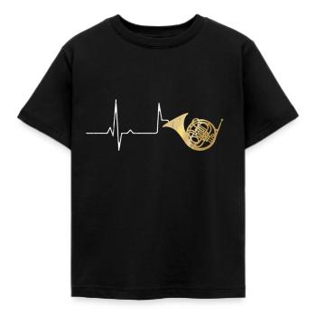 T-shirt en corne de laiton Heartbeat - T-shirt Enfant - noir - Devant - AI Model Kid Female (0cm)
