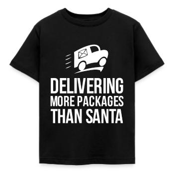 Mehr Pakete als der Weihnachtsmann zustellt - Postgeschenk - Kinder T-Shirt - Schwarz - Vorne - AI Model Kid Female (0cm)