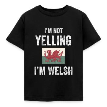 Ich schreie nicht Ich bin Walisisch - Wales Flagge - Kinder T-Shirt - Schwarz - Vorne - AI Model Kid Female (0cm)