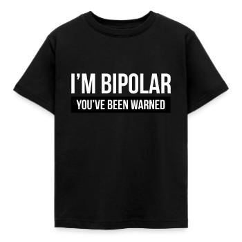 Lustiger bipolarer Geistesstörung-Warndruck - Kinder T-Shirt - Schwarz - Vorne - AI Model Kid Female (0cm)