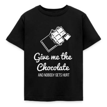 Gib mir die Schokolade und niemand wird verletzt - Kinder T-Shirt - Schwarz - Vorne - AI Model Kid Female (0cm)