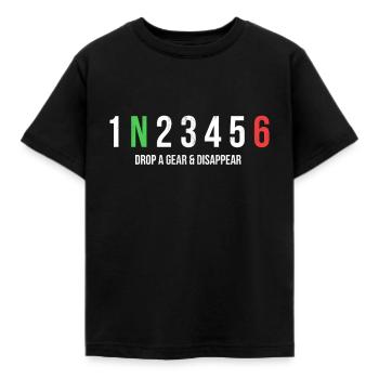 Motorcycle Gears Drop A Gear And Disappear Print - Kids' T-Shirt - black - Front - AI Model Kid Female (0cm)