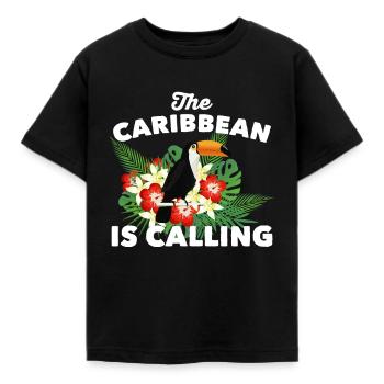 "Die Karibik ruft" Inselurlaub - Kinder T-Shirt - Schwarz - Vorne - AI Model Kid Female (0cm)