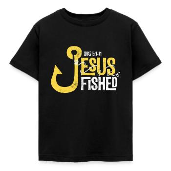 Jesus Fished Big Hook Jesus Surfed Fishing - Kids' T-Shirt - black - Front - AI Model Kid Female (0cm)