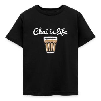 Lustiges Chai Tee Design - Kinder T-Shirt - Schwarz - Vorne - AI Model Kid Female (0cm)