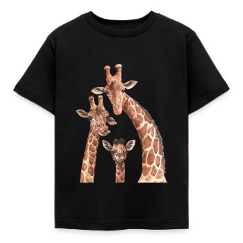 Lustige Giraffen Familie Safari Tier Spaß - Kinder T-Shirt - Schwarz - Vorne - AI Model Kid Female (0cm)