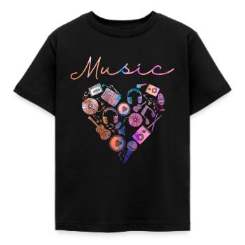 Musik Herz Gitarre Musiker Mikrofon - Kinder T-Shirt - Schwarz - Vorne - AI Model Kid Female (0cm)