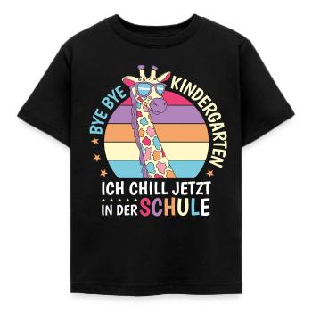 Bye Kindergarten Giraffe Retro Schule Einschulung - Kinder T-Shirt - Schwarz - Vorne - AI Model Kid Female (0cm)