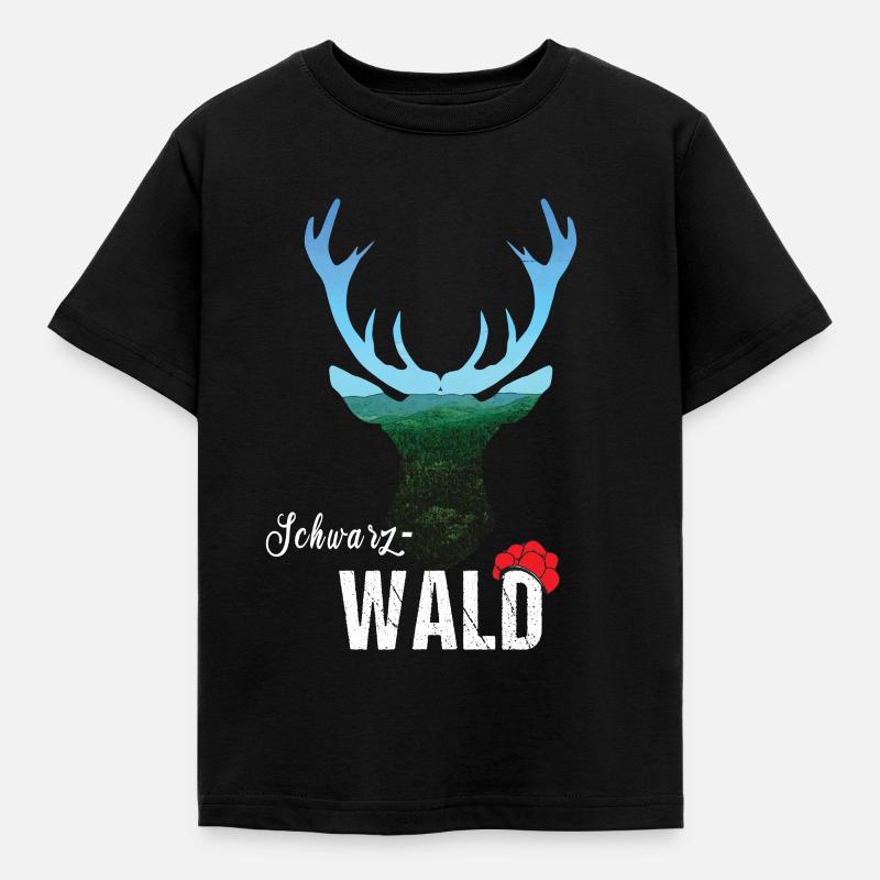 Schwarzwald Hirsch - Kinder T-Shirt - Schwarz