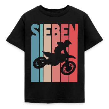 Motocross 7 Jahre Kindergeburtstag 7. Geburtstag - Kinder T-Shirt - Schwarz - Vorne - AI Model Kid Female (0cm)