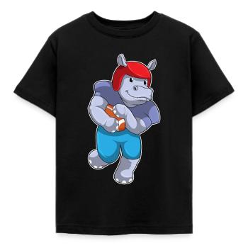 Nilpferd American Football Sport - Kinder T-Shirt - Schwarz - Vorne - AI Model Kid Female (0cm)