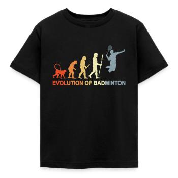 Badminton Evolution - Kinder T-Shirt - Schwarz - Vorne - AI Model Kid Female (0cm)