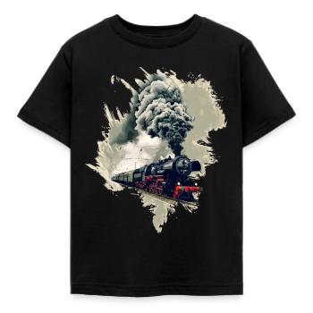 Alte Dampflok - Kinder T-Shirt - Schwarz - Vorne - AI Model Kid Female (0cm)