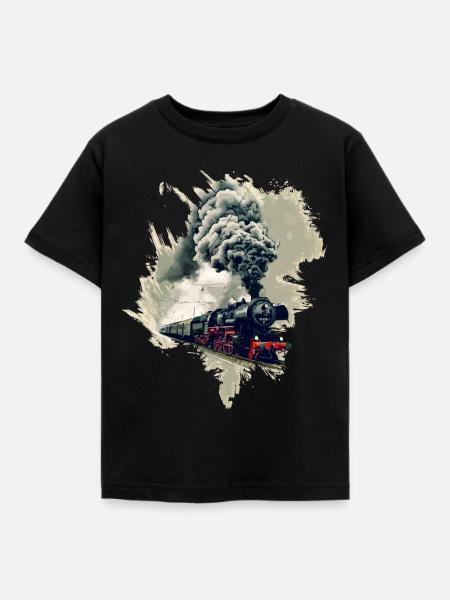 Alte Dampflok - Kinder T-Shirt - Schwarz