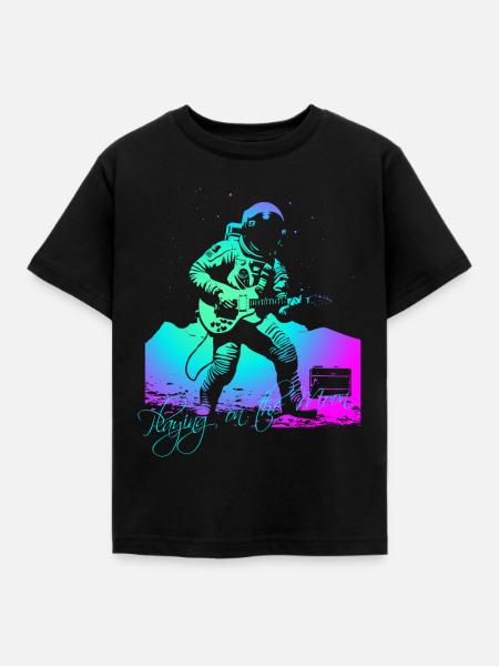 Playing On The Moon - Kinder T-Shirt - Schwarz