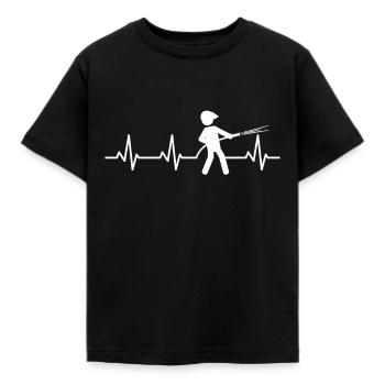 Feuerwehrmann Herzschlag - Kinder T-Shirt - Schwarz - Vorne - AI Model Kid Female (0cm)
