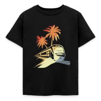 Eisenbahn Porträt - Kinder T-Shirt - Schwarz - Vorne - AI Model Kid Female (0cm)