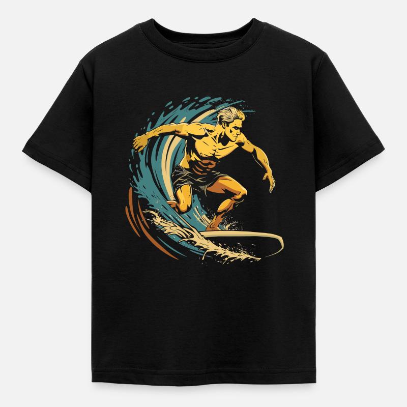 Surfer Grafik - Børne-T-shirt - sort