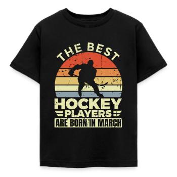 Eishockeyspieler März geboren - Kinder T-Shirt - Schwarz - Vorne - AI Model Kid Female (0cm)