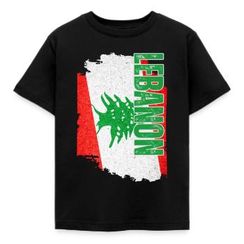 Drapeau vertical du Liban, I Love Lebanon - T-shirt Enfant - noir - Devant - AI Model Kid Female (0cm)