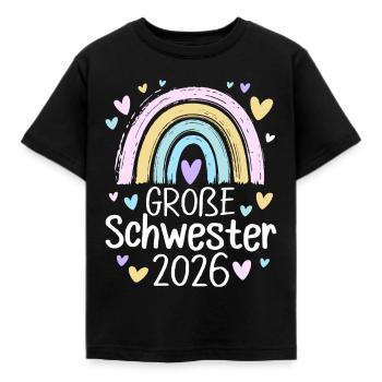 Große Schwester 2026 Regenbogen - Kinder T-Shirt - Schwarz - Vorne - AI Model Kid Female (0cm)