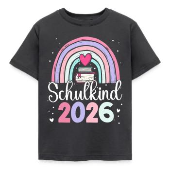 Schulkind 2026 Regenbogen - Kinder T-Shirt - Dunkelgrau - Vorne - AI Model Kid Female (0cm)