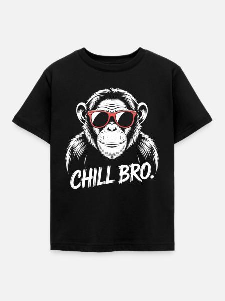 Chill Bro Affe Mit Sonnenbrille - Kinder T-Shirt - Schwarz