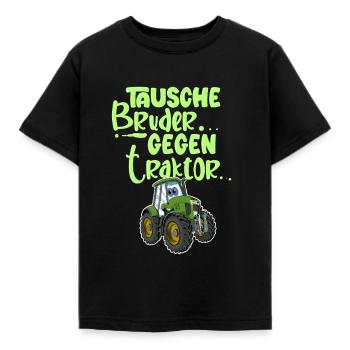Tausche Bruder Gegen Traktor - Kinder T-Shirt - Schwarz - Vorne - AI Model Kid Female (0cm)