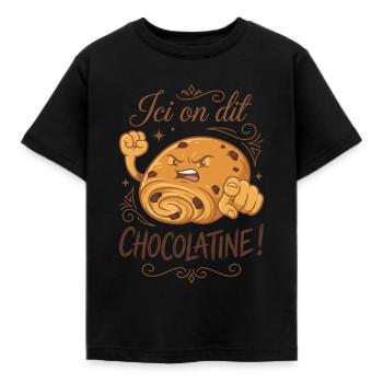 Hier sagen wir Chocolatine! - Kinder T-Shirt - Schwarz - Vorne - AI Model Kid Female (0cm)