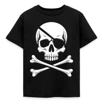 Classic Jolly Roger Pirate Skull - Kids' T-Shirt - black - Front - AI Model Kid Female (0cm)