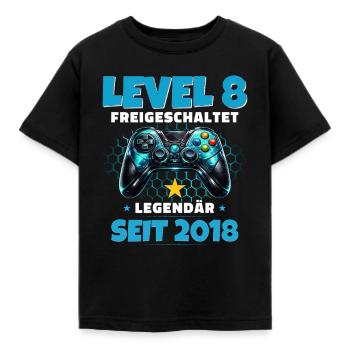 8. Geburtstag Gamer Shirt Level 8 freigeschaltet - Kinder T-Shirt - Schwarz - Vorne - AI Model Kid Female (0cm)