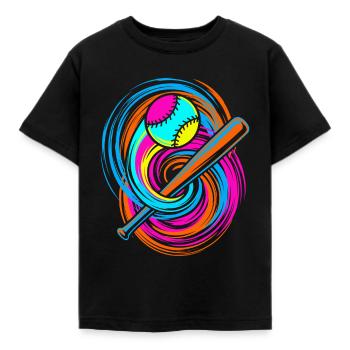 Batte de baseball et balle - T-shirt Enfant - noir - Devant - AI Model Kid Female (0cm)