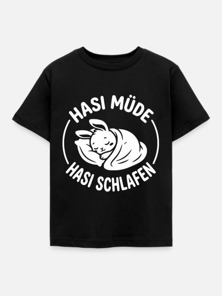 Hasi müde Hasi schlafen  - Kinder T-Shirt - Schwarz