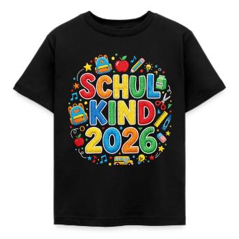 School Child 2026 School Enrollment First Grade 1st Grade - Kids' T-Shirt - black - Front - AI Model Kid Female (0cm)
