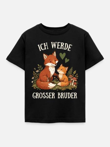 Ich werde Großer Bruder Fuchs - Kinder T-Shirt - Schwarz