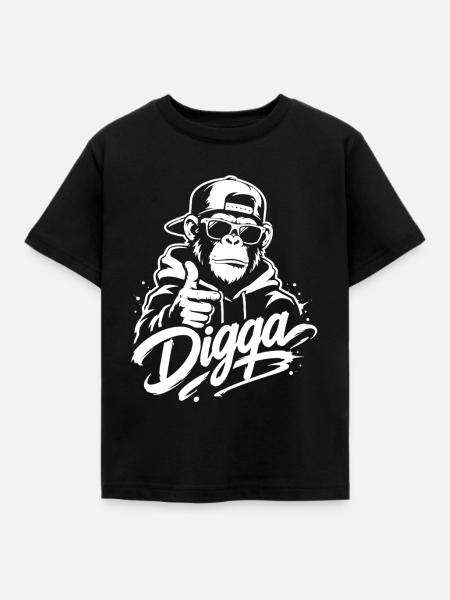 Digga | Cooler Graffiti Affe | Jugendwort - Kinder T-Shirt - Schwarz