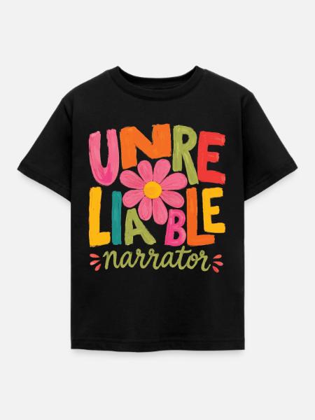 Unzuverlässiger Erzähler, Buchliebhaber, Autor - Kinder T-Shirt - Schwarz
