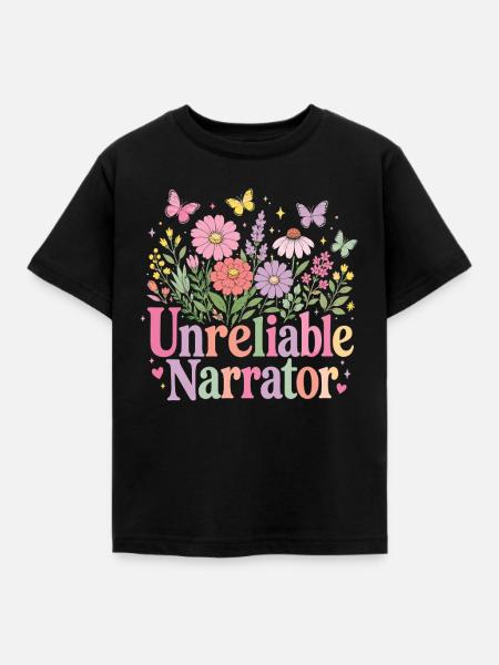 Unzuverlässiger Erzähler, Buchliebhaber, Autor - Kinder T-Shirt - Schwarz