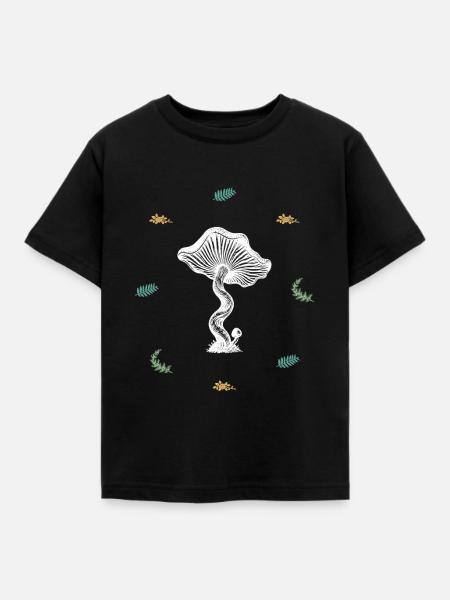 Pilzevollform & Farnekreisfeld - Botanik - Kinder T-Shirt - Schwarz