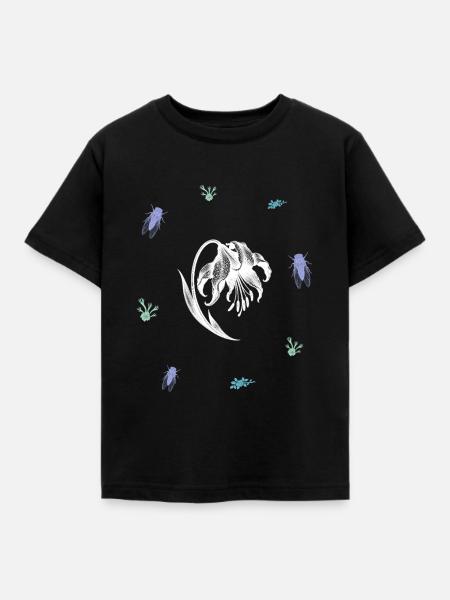 Verwelkteblumenwirbel – Botanische Kunst - Kinder T-Shirt - Schwarz