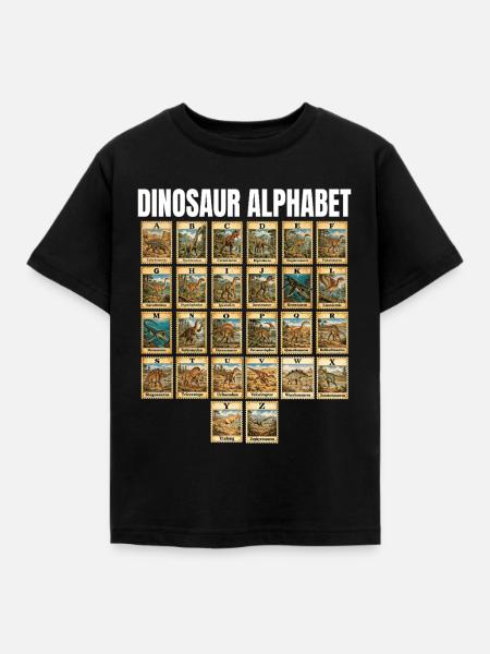 Dinosaurier-Alphabet Dino Lover Kinder Jungs - Kinder T-Shirt - Schwarz