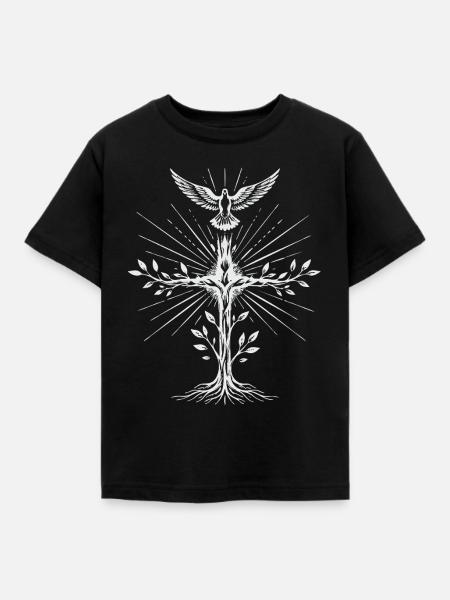 Heilig-Geist-Taubenkreuz - Kinder T-Shirt - Schwarz